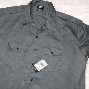 Dickies Icons 3XL Dark Grey Mens Button Down Work Shirt Grunge Skate Metal Work